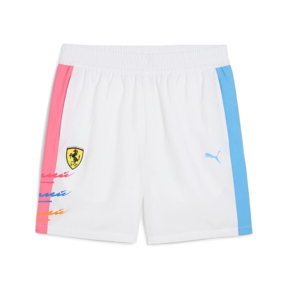 Size MED- Men's Puma Ferrari Limited Edition White Miami  T7 Shorts